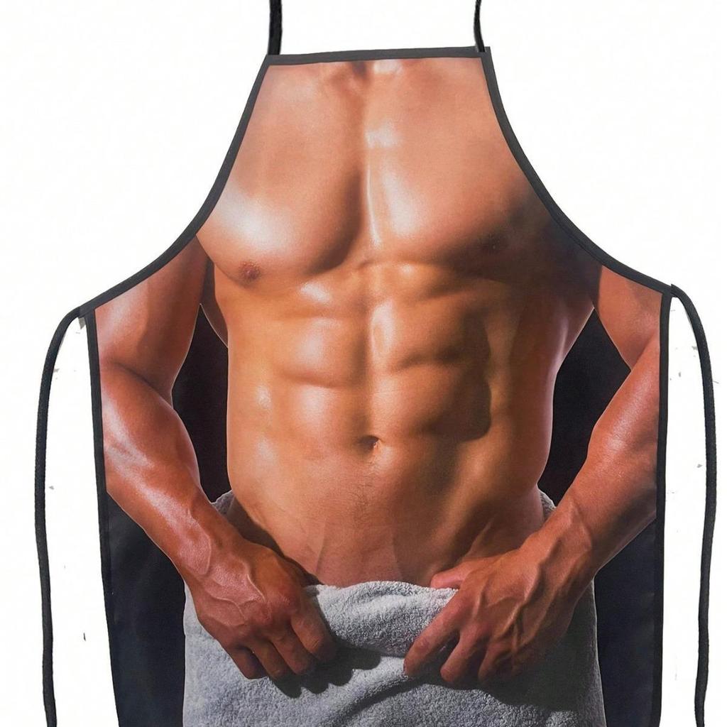 Delantal impermeable de dibujos animados: Diseño divertido y creativo de hombre musculoso