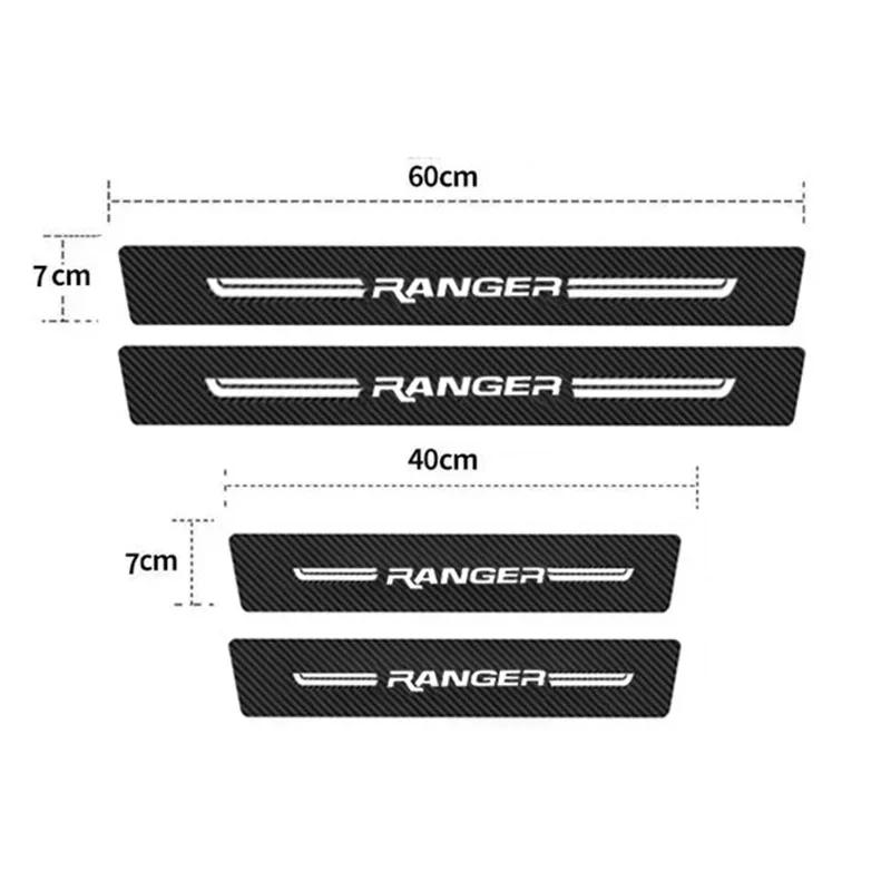 Carbon Fiber Car Door Sill Anti Kick Sticker Rear Bumper Trunk Scratch Guard Decals For Ford Ranger Logo Exterior Accessories