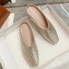 2025 spring and summer new stone pattern solid color female pointed head thin heel medium heel slippers high heel bag head half drag outer wear female