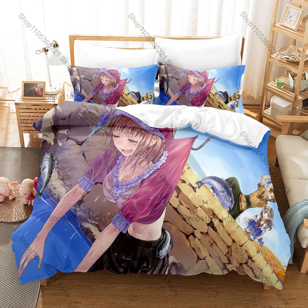 Atelier Totori The Adventurer of Arland Duvet Cover + 2 Pillowcases Alchemist Game Polyester Gamer Bedroom Decor