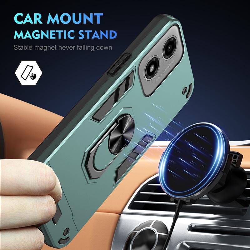 Shockproof Hard Armor Cover Case For Motorola Moto G04 G13 G14 G20 G23 G24 G30 G31 G32 G34 G35 Car Magnetic Ring Holder Cover