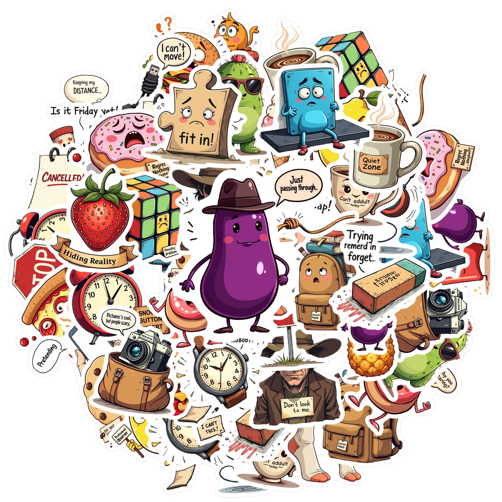 35pcs-70pcs Decals grape Funny Stickers Stationery Stickers Stickers for Suitcase Luggage