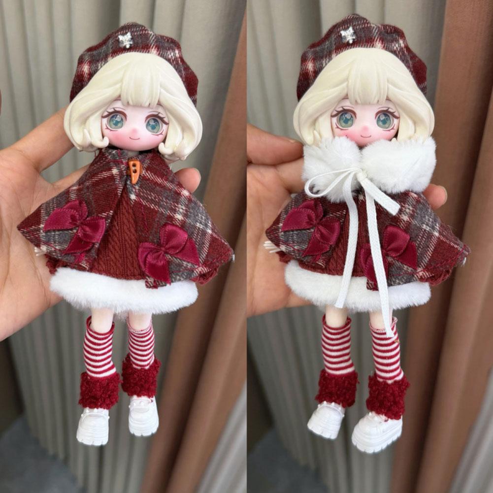 For 11-17cm OB11 Dolls Trendy Girl Forest Style Autumn Winter Dressing Set Doll Accessories Outfit for 8/12 BJD Clothes