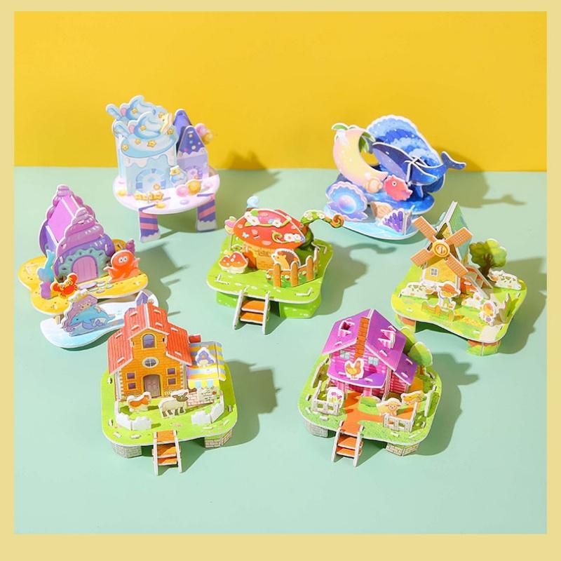 4 Set 3D Açılır Kart Yapboz Kiti - Kendin Yap Montaj El İşi, Çocuklar İçin Eğitici Yapım Oyuncağı, Eşsiz Öğrenci Hediye Fikri