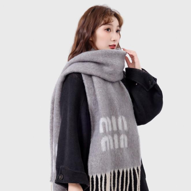 Autumn/Winter Women's Solid Color Mohair Imitation Cashmere Scarf with Korean Letter Design