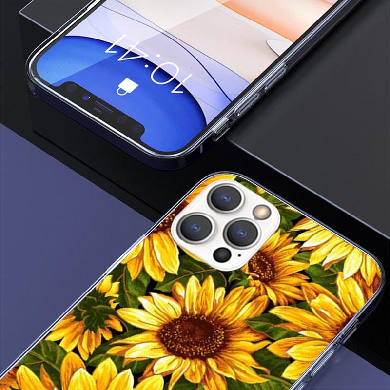 Beauty Yellow Sunflower Print Case Phone Cover for Apple iphone 16 15 14 13 12 Mini 11 Pro Max 16E X XS XR 7 Plus 8 + SE 2020 Tr