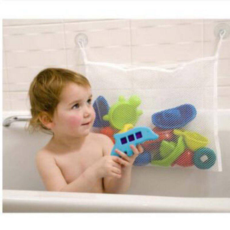 White Mesh Storage Bag Can Be Installed Over Baby Toys Bath Bathtub Doll Organizers Bag Bathroom