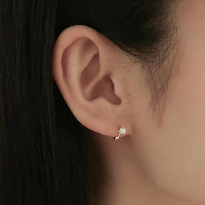 925 Silver Mini Freshwater Pearl Ring Earrings