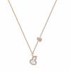 Real Gold-Plated Nickel Silver Twin Fu Lu Gourd Mother-of-Pearl Pendant Clavicle Chain - Chinese Style Light Luxury