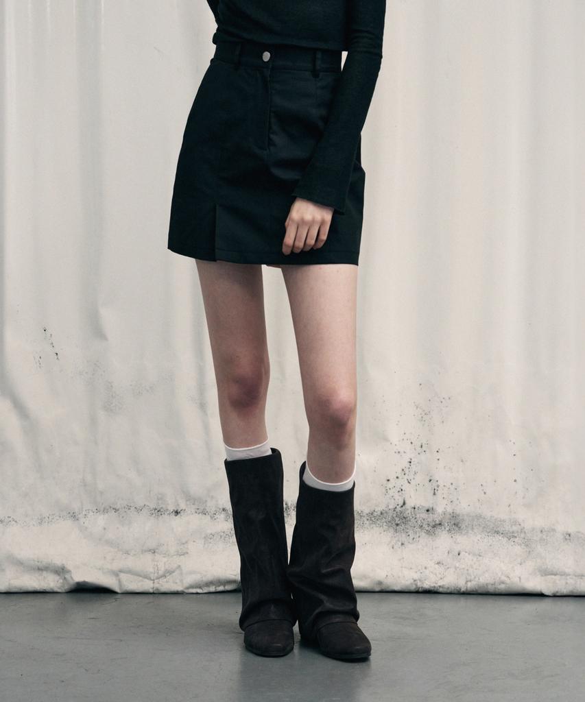 Ledeoli Vent Cotton Mini Skirt [Black]