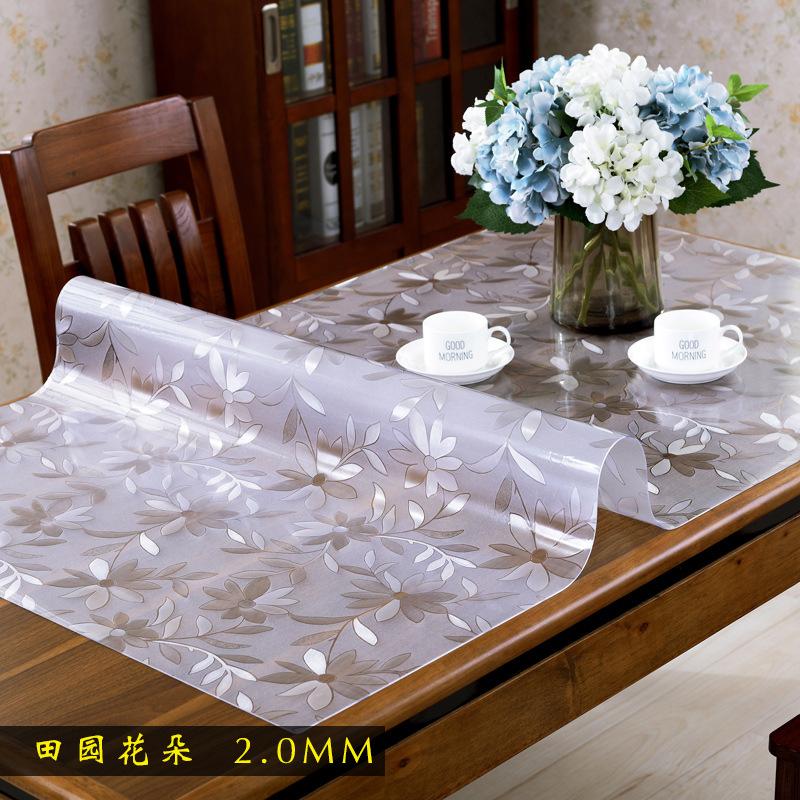 Thickened Tablecloth Waterproof, Oil-Proof And Anti-Scalding Leave-In Pvc Coffee Table Tablecloth Dining Table Mat Frosted Crystal Plate Soft Glass