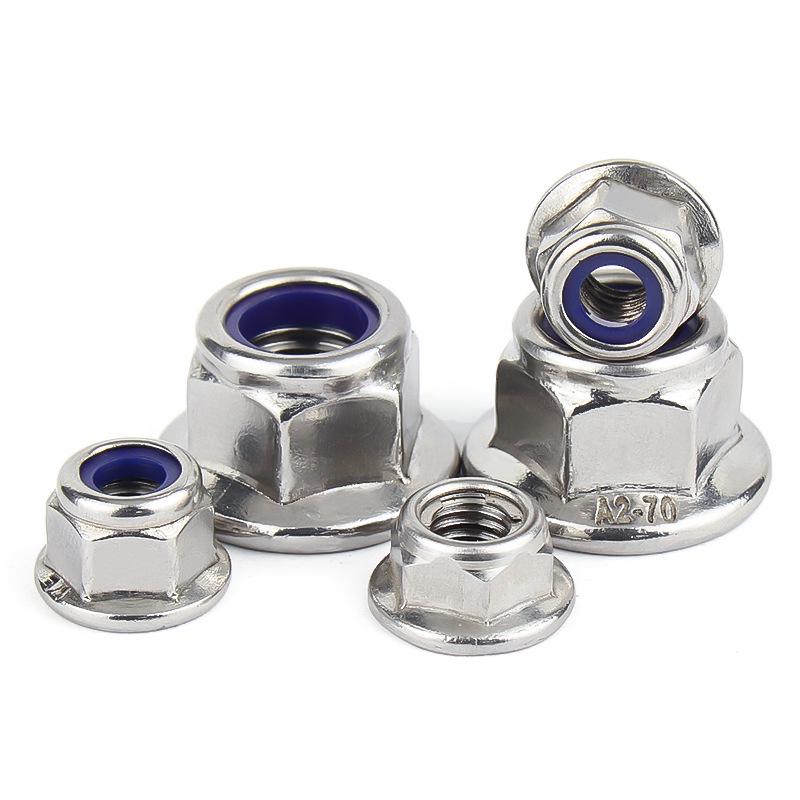 304 Stainless Steel Nylon Lock Nut, Self-Locking Anti-Loosening, Sizes M4-M10