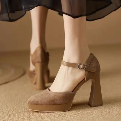 Mary Jane Pumps for Women Retro Sandals High Heel Ankle Buckle Summer Party Baotou Women's Shoes Zapatillas Mujer 2024