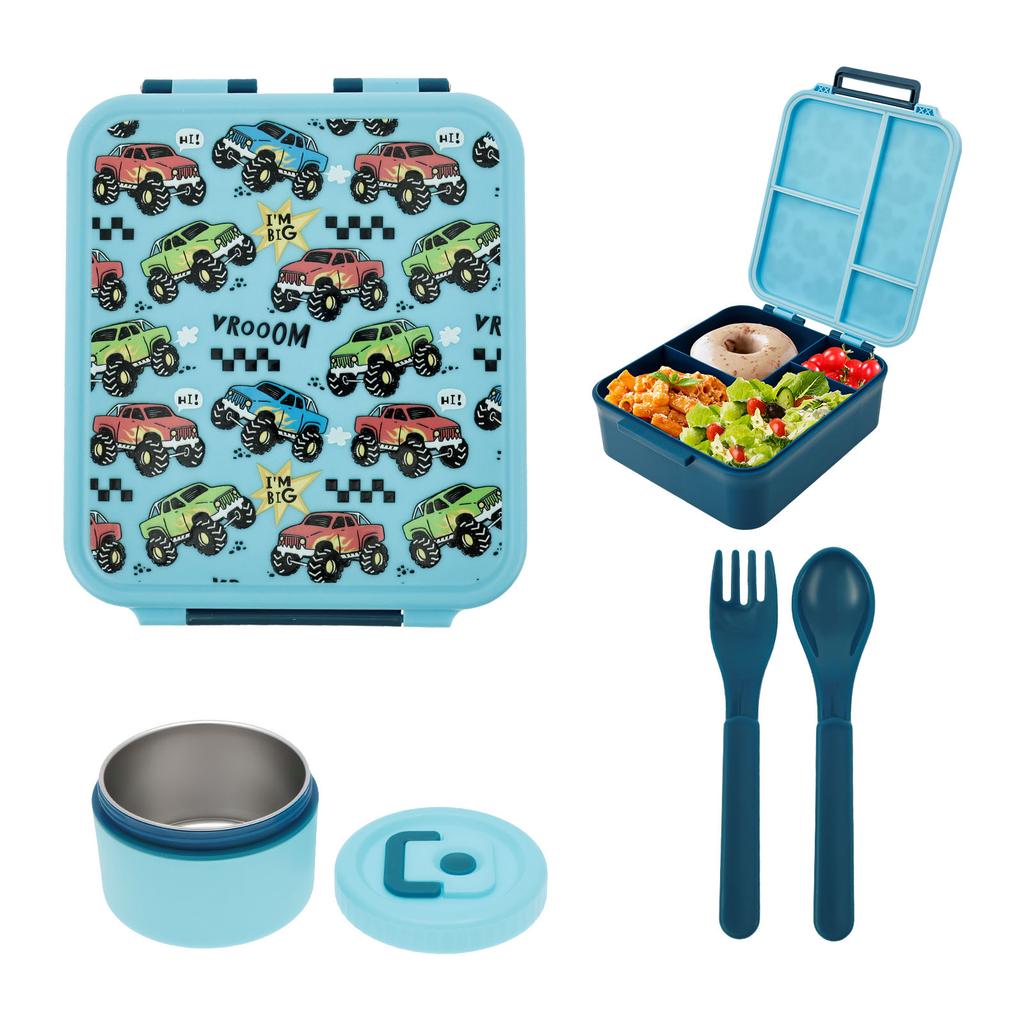 1700 ML Lunch Box Microwavable Bento Box Leakproof Storage Boxes with 300ml Soup Jar Food Container for Students Adults School