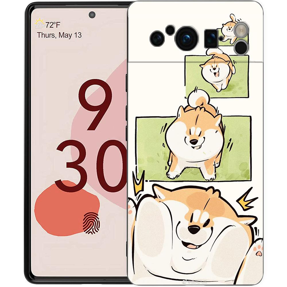 Phone Case For Google Pixel 8 A 7 6 Pro 6A 5G Black Soft Shockproof Back Cover Silicone TPU Shell Coque Cartoon Printed
