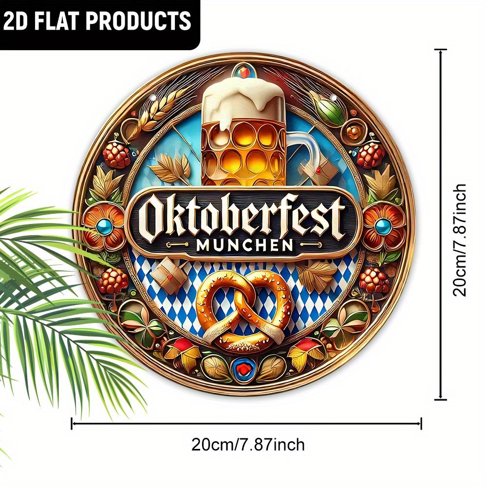 Wooden Oktoberfest-Inspired Ornament - Beer, Wheat & Leaves Designfor Door, Wall, Home, Room, Farmhouse, Street, Shop, Garage, Bar, Garden, and Coffee