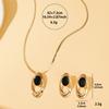 French Light Luxury Simple Niche Oval Geometric Pendant Necklace Stud Earrings Jewelry Set Elegant Accessories
