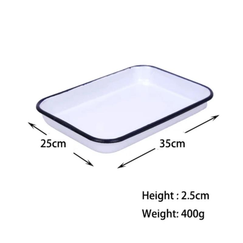Enamel Rectangle Dish Plate, Rectangle Tray