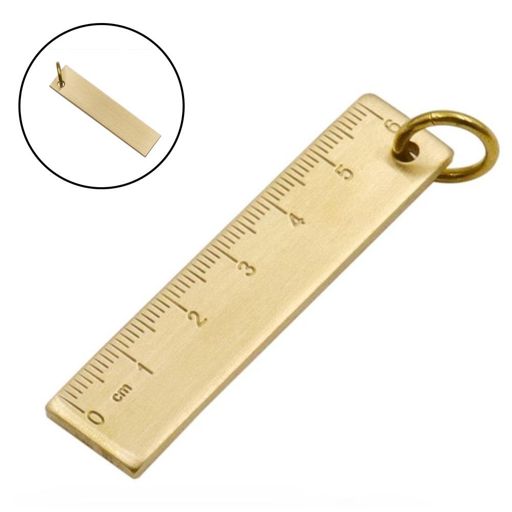Measuring Tool Ruler Drafting Supplies Brass Copper Key Pendant Metal Number Plate Small Straight Ruler Thickening