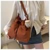 1Pc Large Capacity Waterproof Nylon Cloth Drawstring Pleated Shoulder Bag Travel Leisure Messenger Bucket Bag