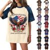 Women's Casual Short Sleeve T Shirt Denim Patchwork Comfortable Fit 251st Independence Day Print Loose Style Top