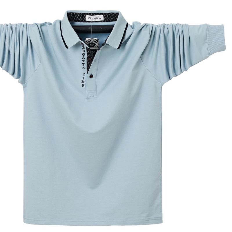 Extra Large Men's Long Sleeve Polo Shirt - Turn-Down Collar, Plus Size, Loose Fit, Business Style