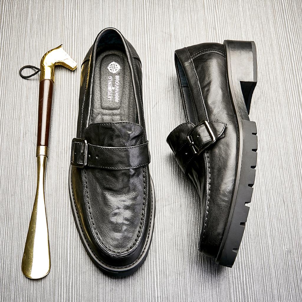 Bo Wei British Men'S Business Leather Shoes Low Heel Breathable Fashion Shoes Calfskin One Pedal Casual Trend Leather Shoes