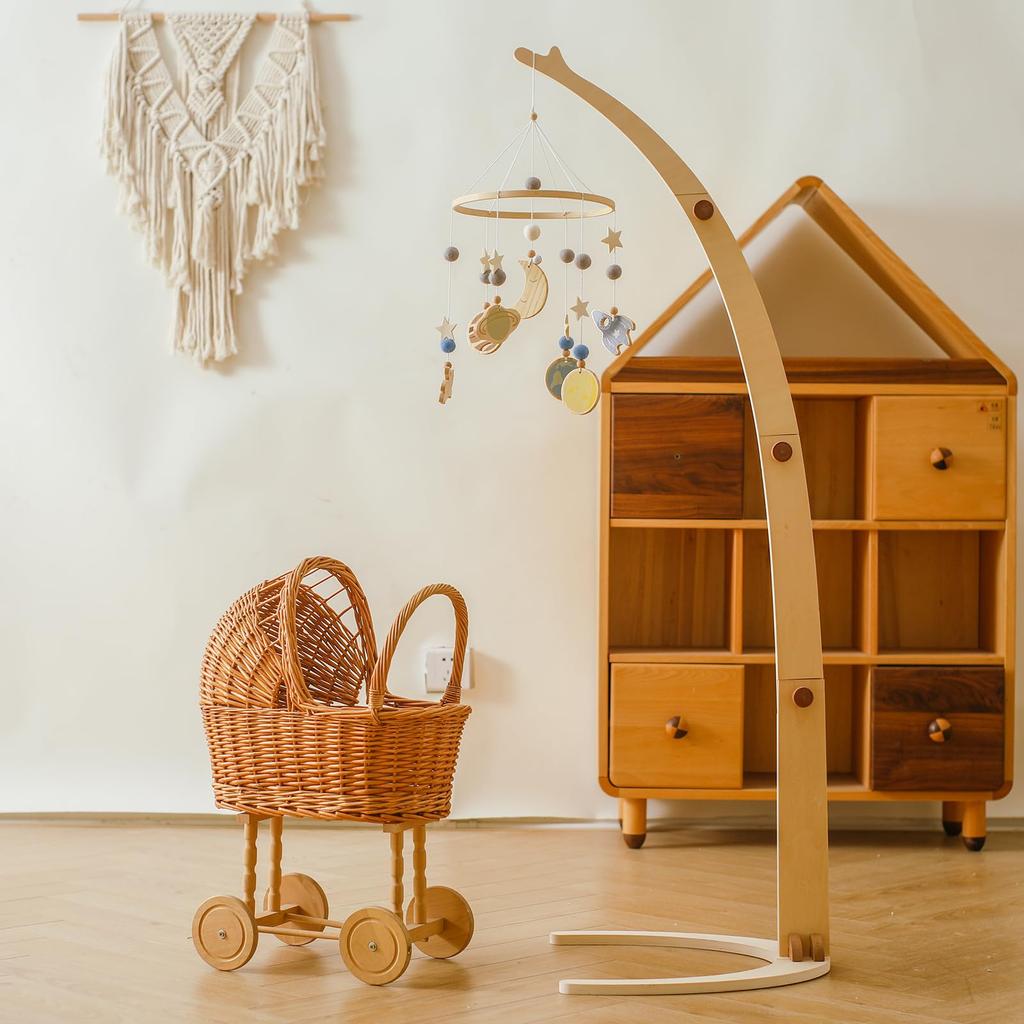 Let's Make Baby Mobile Stand, Freestanding, Natural Wood, Bed Mobile with Arm and Holder, Stable and Easy To Set Up, Perfect for Soothing Your Baby, S