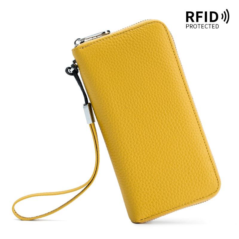 Women's wallet long leather RFID first layer cowhide clutch bag soft leather simple wallet mobile phone bag men