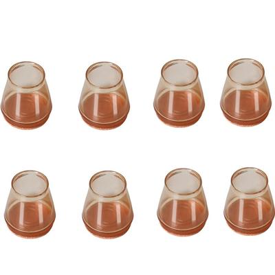 8 Stück Transparente Silikon Stuhlfußabdeckung Rund Rutschfest Stuhlfußpolster Gummi mit Filz Stuhlbeinkappen Fußkappe Boden