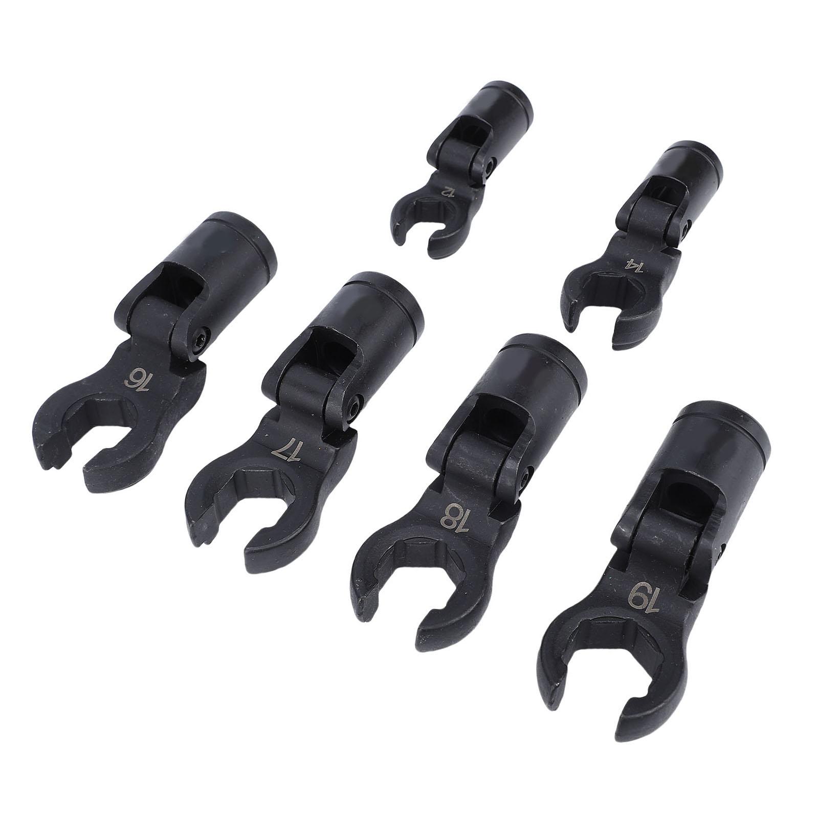 

6PCS Crows Foot Wrenches 1Celsius2 3Celsius8 Inch Drive 6 Point Socket Flexible Head Fuel Line Wrench Set 12mm 14mm 16mm 17mm 18mm 19mm Opening