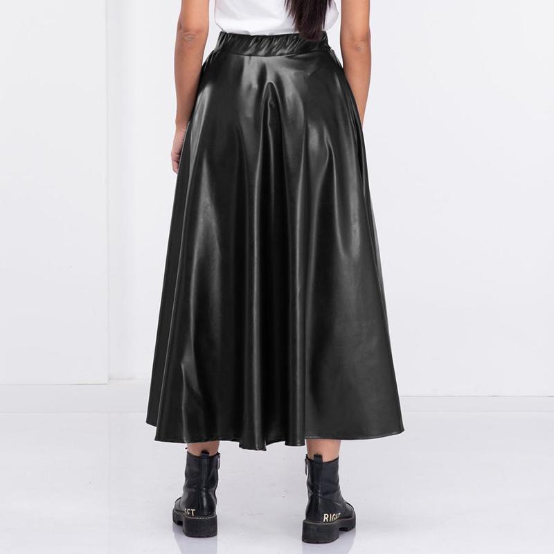 ZANZEA Donna Moda Gonna in ecopelle Elastico Vita Sciolto Casual Lungo PU  Gonne acquista in modo economico — spedizione gratuita, recensioni reali  con foto — Joom