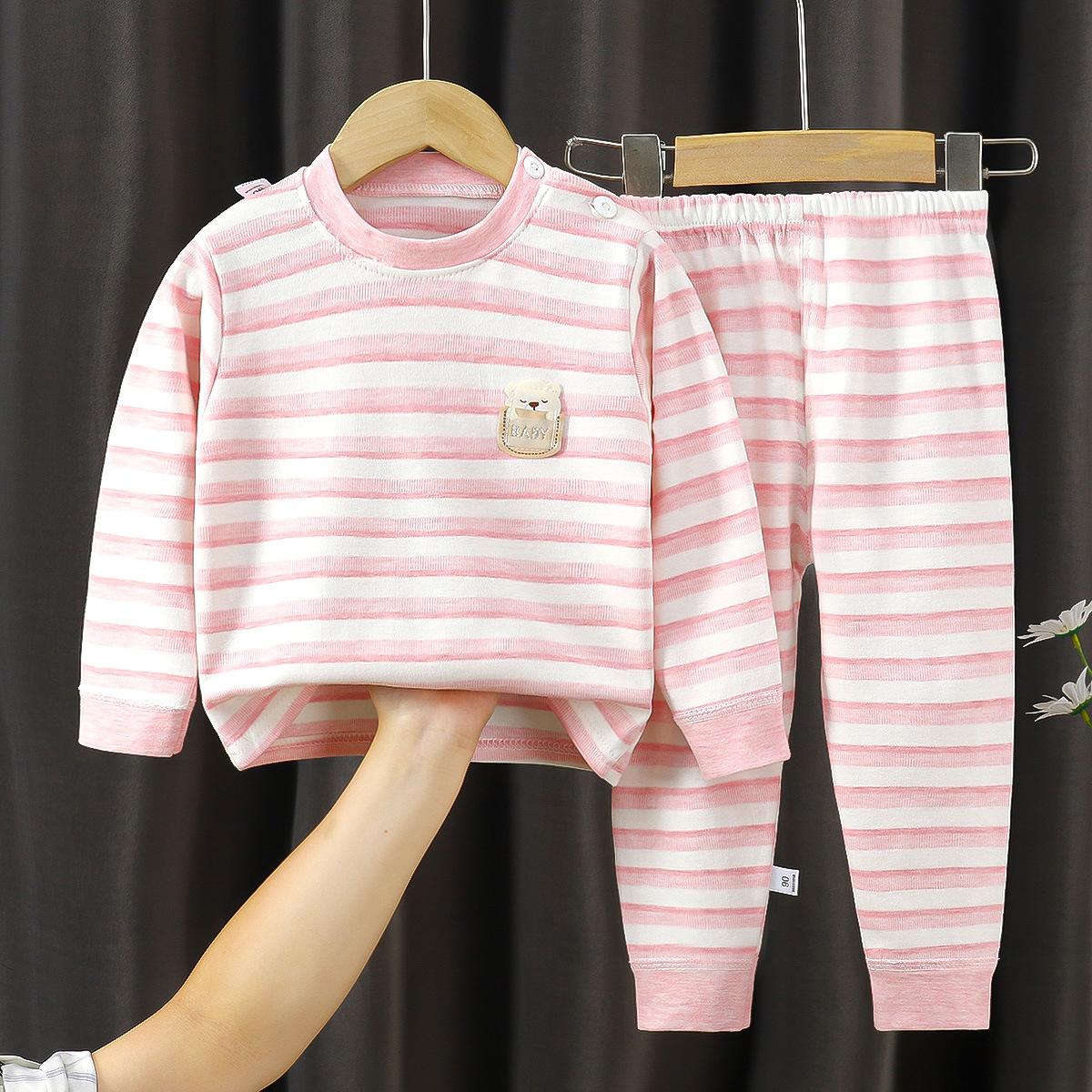 

Хлопок Детские комплекты Детская одежда Мальчики Девочки Детская одежда Мультфильм Осень Зима Топы Штаны Пижамы Нижнее белье Малыш 100cm розовый