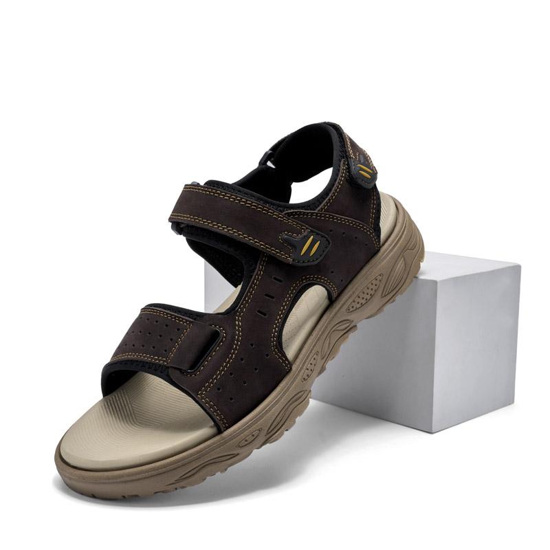 

Fashion New Brand Beach Shoes Summer Men s Sandals Leather Men Flats Gladiator Men Beach Sandals Soft Comfortable Outdoors Wading Shoes 45 коричневый