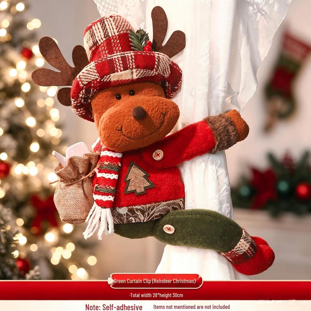 Christmas Curtain Tie-Back Cartoon Doll Decoration for Windows