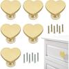 6 Pcs Brass Heart-Shaped Gold Cabinet Knobs, Suitable for Bathroom & Kitchen Drawer Pulls