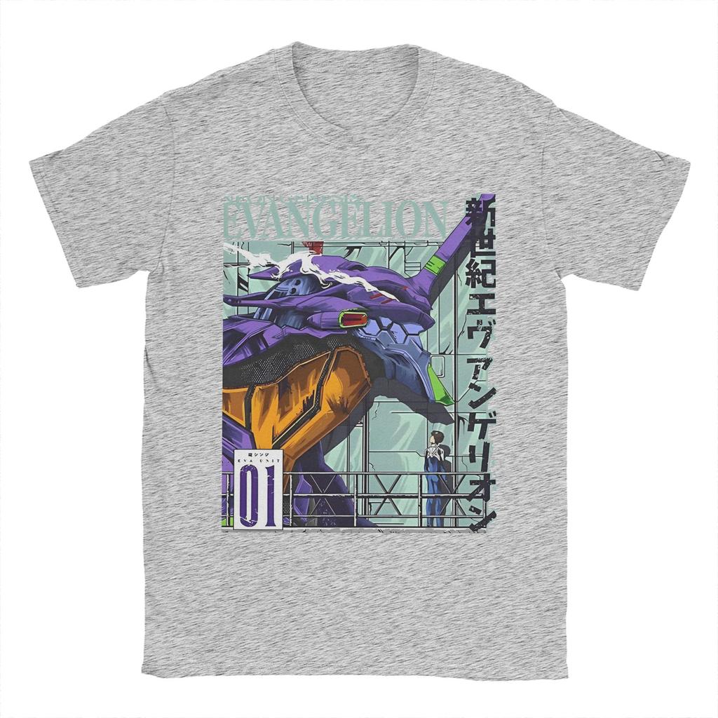 01 EVANGELION Tshirts For Unisex Women 100Cotton Clothes Hip Hop EVA Anime Crewneck Short Sleeve
