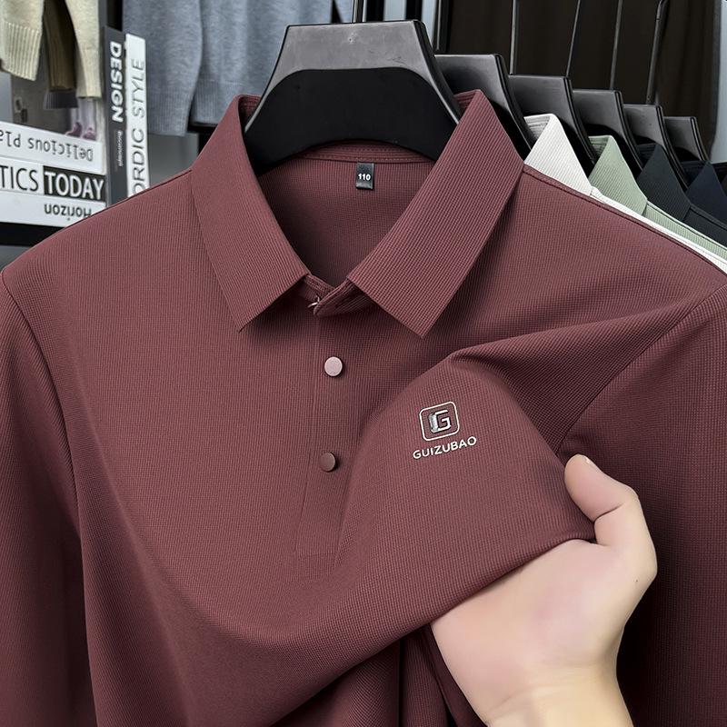 Men s Spring Autumn Long Sleeve Casual POLO Shirt - Light, Breathable Versatile XL вино красного
