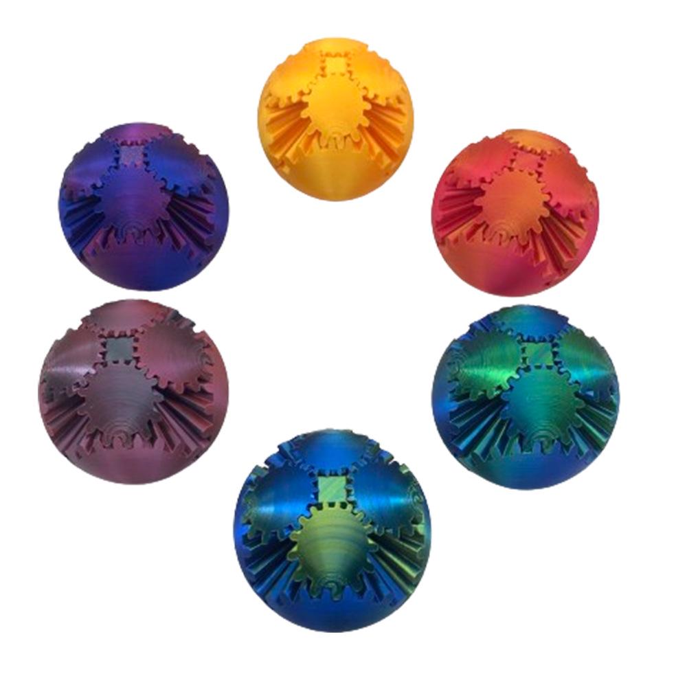 3D Printed Gear Spin Ball - Rotating Gear Ball Toy