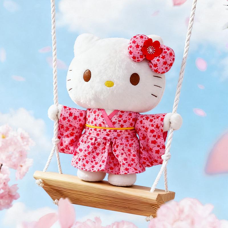 Japanese Style Sakura Pink Kimono Hello Kitty Plush Toy Cute Soft Cushion Room/Sofa Decorative Pillow & Companion Doll Girl Gift