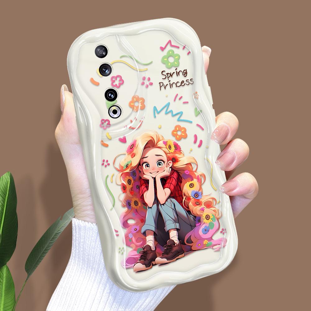 Niedliches Cartoon-Muster Creme Textur Gehäuse Wellenförmiger Rand Weiche Silikonhülle Handyhülle für Huawei Honor Infinix Tecno iPhone
