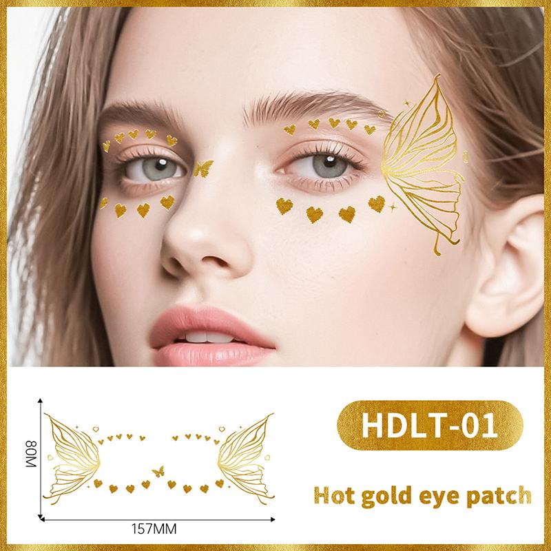 

Butterfly Glitter Stickers Face Tattoo Flash Gold Temporary Metalic Tattoos Waterproof Makeup Decals For Girls Party Festival