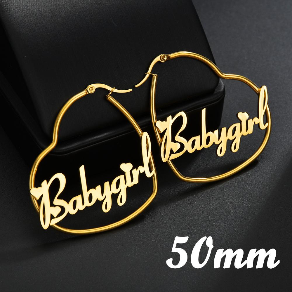 Atoztide Personalized Name Stainless Steel Letter Earrings For Women 3 Color Custom Name Cricle Earrings Weddings Party Jewelry