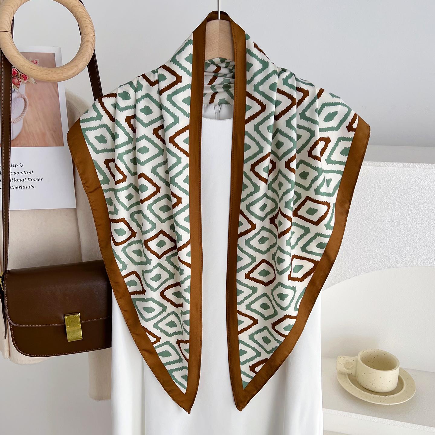 Women Geometric Pattern Thin Versatile Scarf For Spring Summer Decoration 140cm