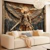 Light Luxury Golden Angel Warrior Tapestry, Fantasy Wall Hanging, Aesthetic Living Room Bedroom Office Decor