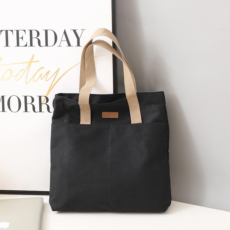 Spacious Canvas Crossbody Bag for College Students - Versatile Korean & Japanese Style