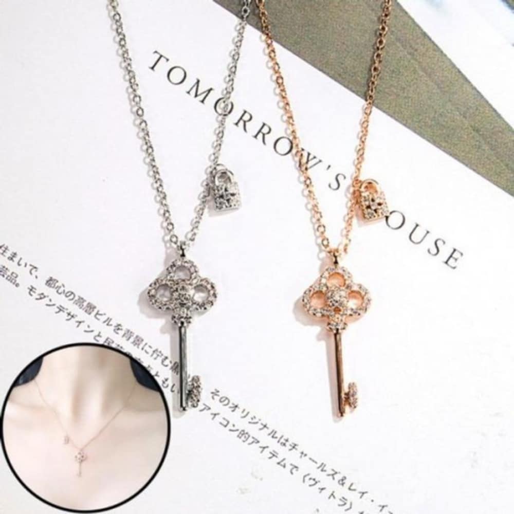 [Onoma] Onm Necklace, Friend's Girl's Gift, Fashion Key, 2-Piece Rose Gold Cubic (12092445)