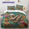 Jungle Sloth Pattern Bedding Quilt Set  Home Decoration  Gift (1 * Duvet Cover + 2 * Pillowcase  Without Core)