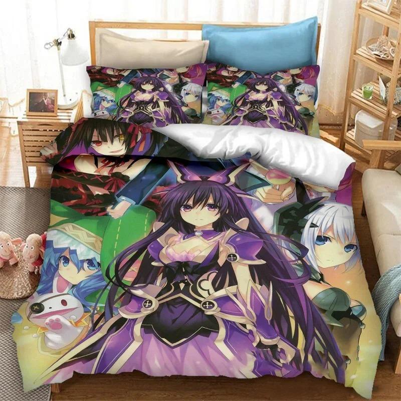 Anime Date A Live Bedding Set 3D Printed Suitable for Bedroom Duvet Cover Set With Pillowcases Kids Home Textile