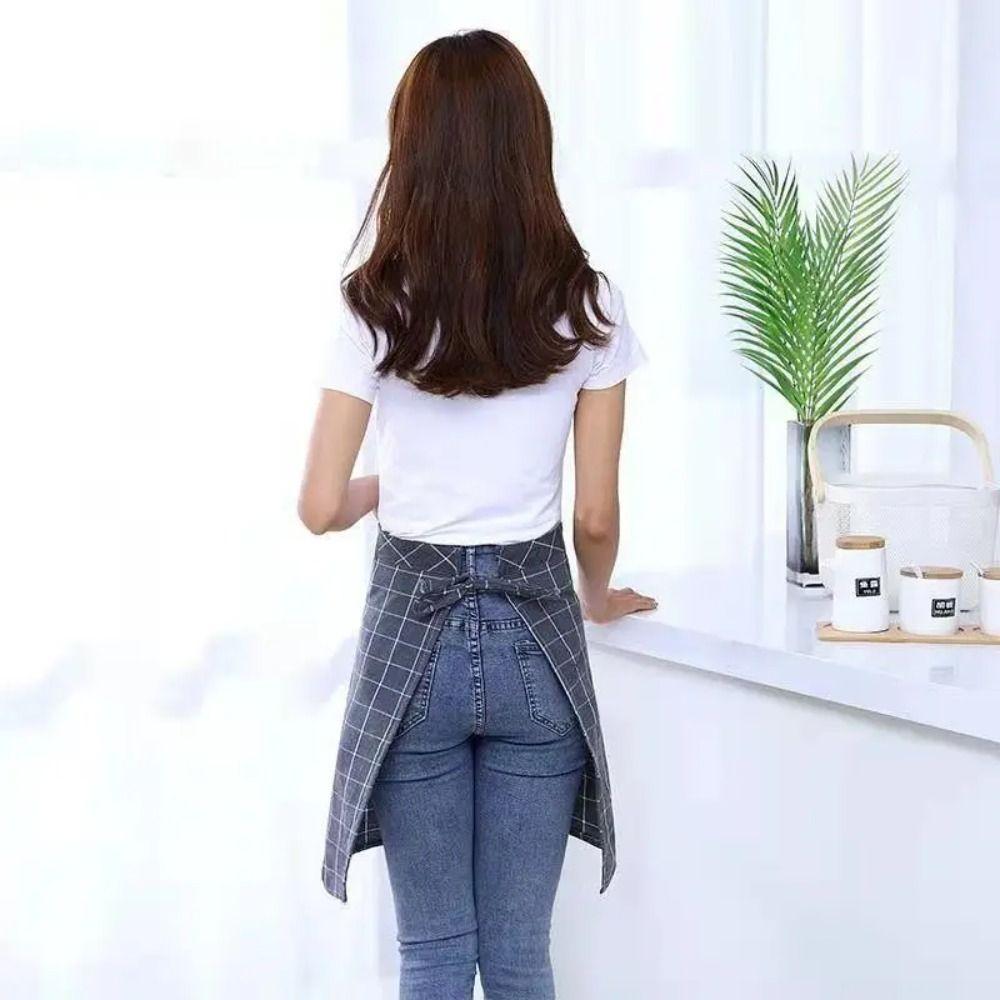 Bavlněná kuchyňská zástěra, prodyšná, do půli pasu, jednoduchá pracovní zástěra, domácí kuchyně